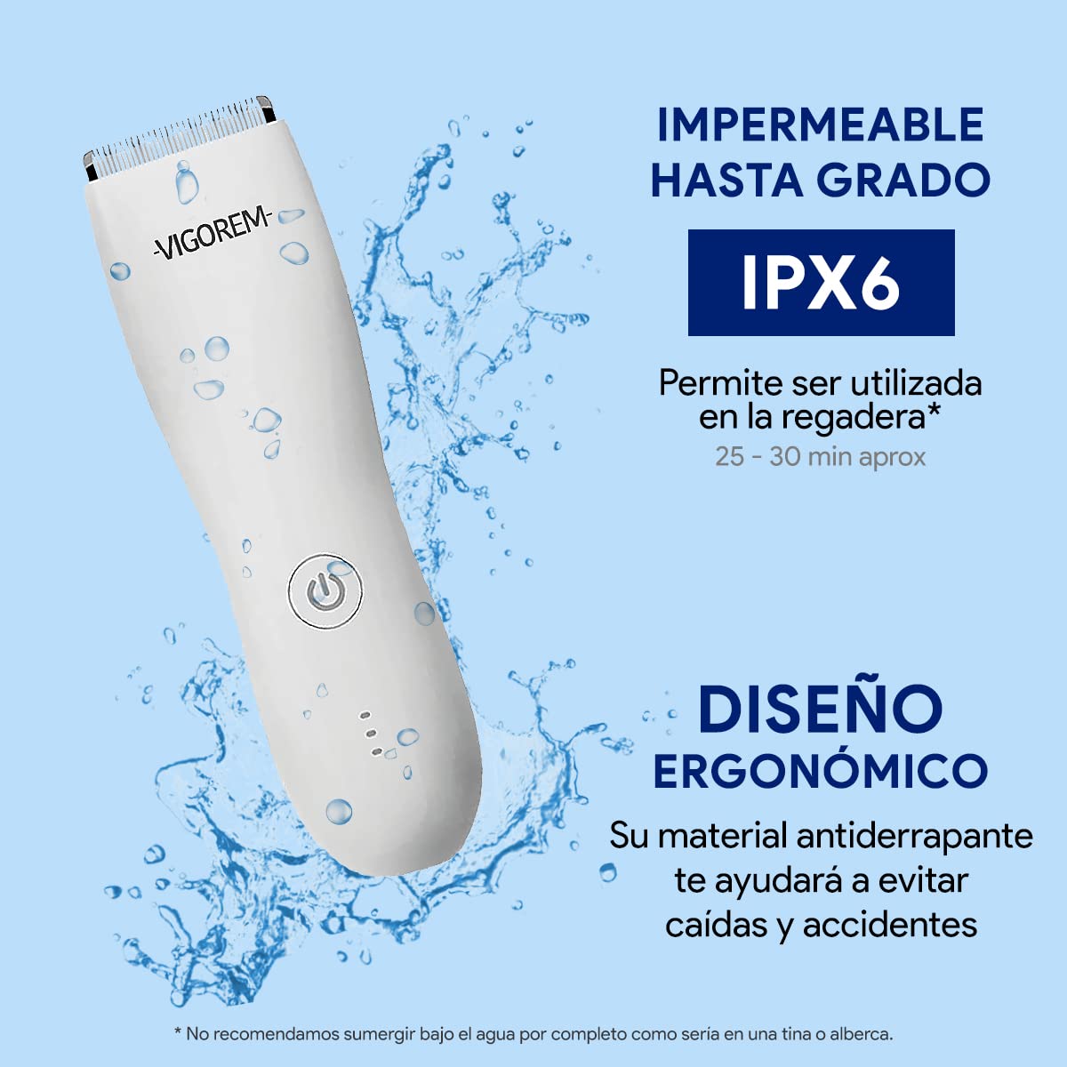VIGOREM PRO MUJER Rasuradora Para Mujer Zonas Intimas Corporal Bikini Perfecto Impermeable IPX6 Maquina Afeitadora Base Recargable 2 Repuestos Incluidos Ergonómica Cuchilla Cerámica Anticorte