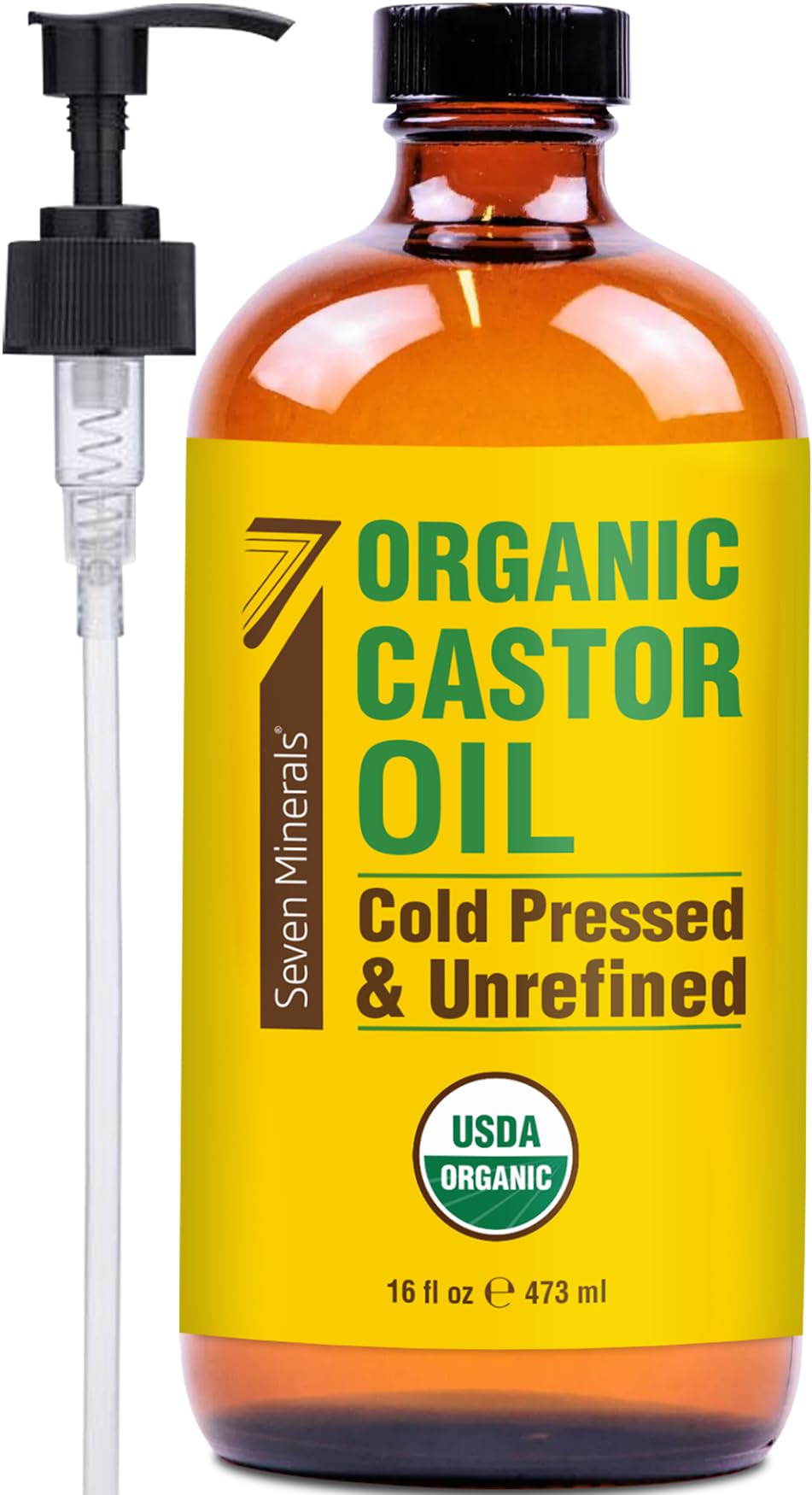 Lingtoolator ls NEW 16 fl oz Glass Bottle Castor Oil Organic Cold Pressed Unrefined Glass Bottle Pack - 100% Pure USDA Certified Organic Hexane Free