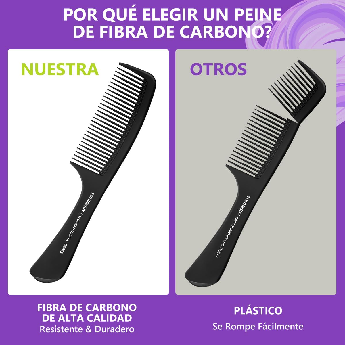 Shoonlo 4 Peines para Cabello Lacio para Mujer y Hombre, Peine Cola de Rata+ Peines Delgado+ 2 Peine Barbero, Cepillos y Peines para Cabellos Finos y Gruesos, Uso en Seco y Mojado