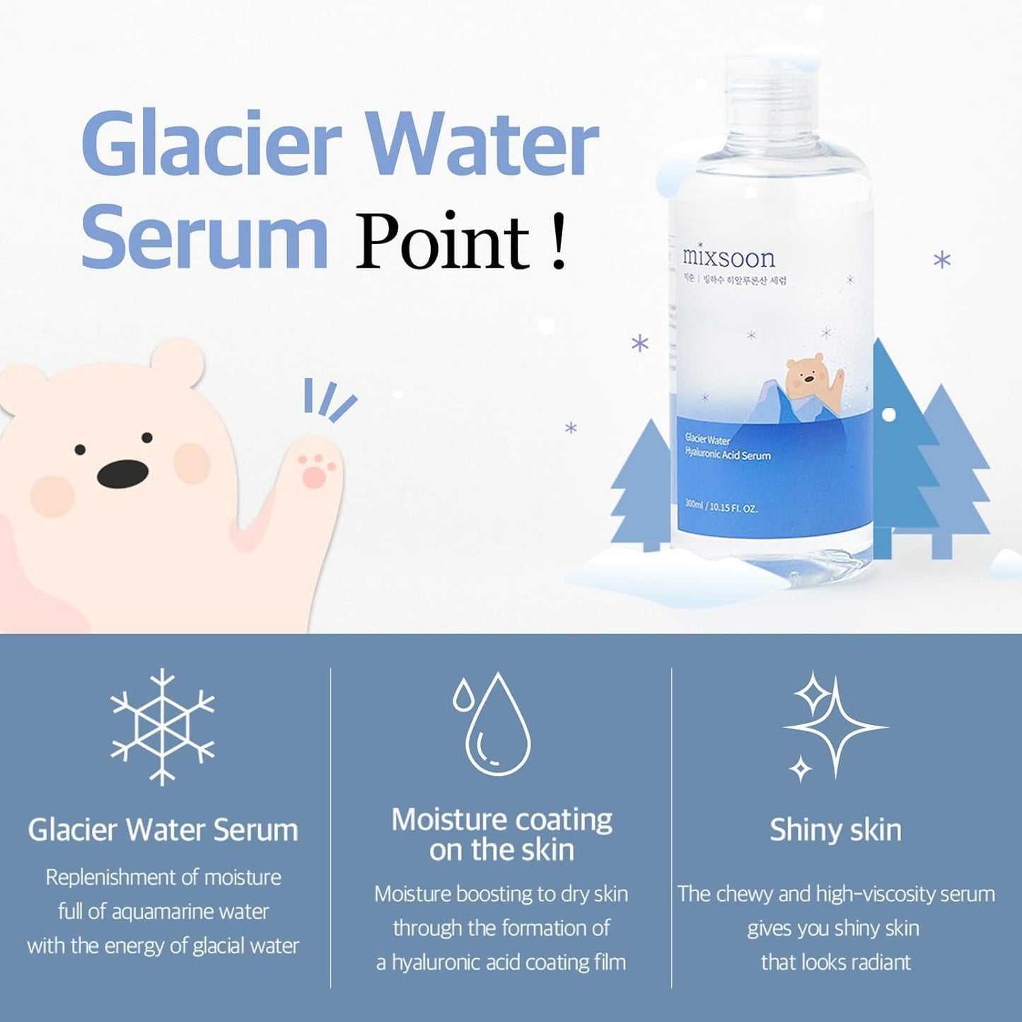 mixsoon Glacier Water Hyaluronic Acid Serum for Face Hydrating,Non greasy Hydrating korean Skin care,Mega-sized 10.14 fl.oz 300ml