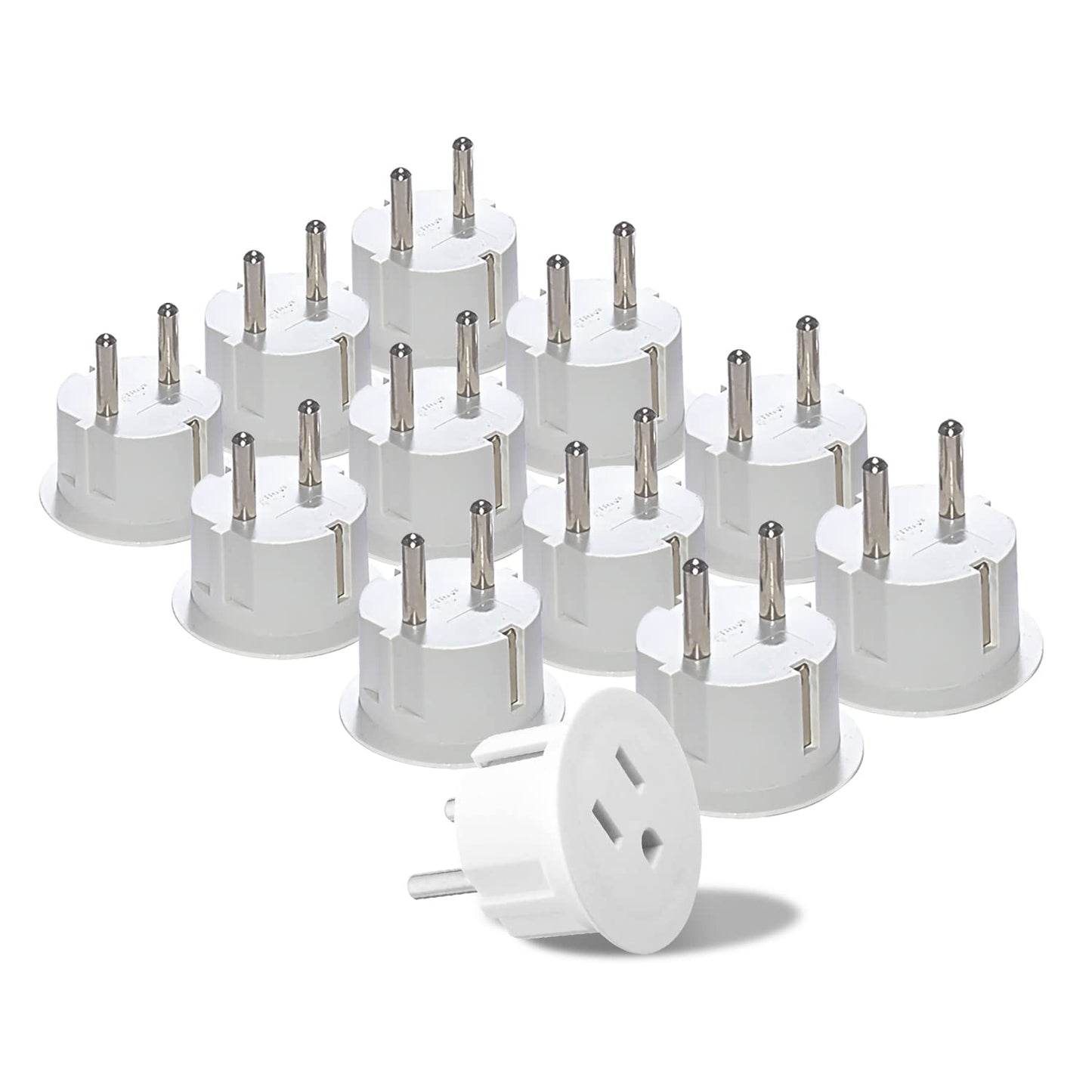 Adaptadores de Enchufe American USA a Europeo Schuko Orei Certificados CE Alta Resistencia - 12 Paquetes