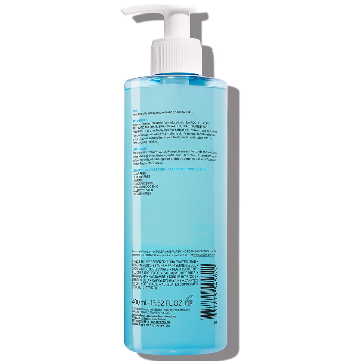 La Roche-Posay - Limpiador espumoso purificante Toleriane, 13.52 onzas líquidas Oz.
