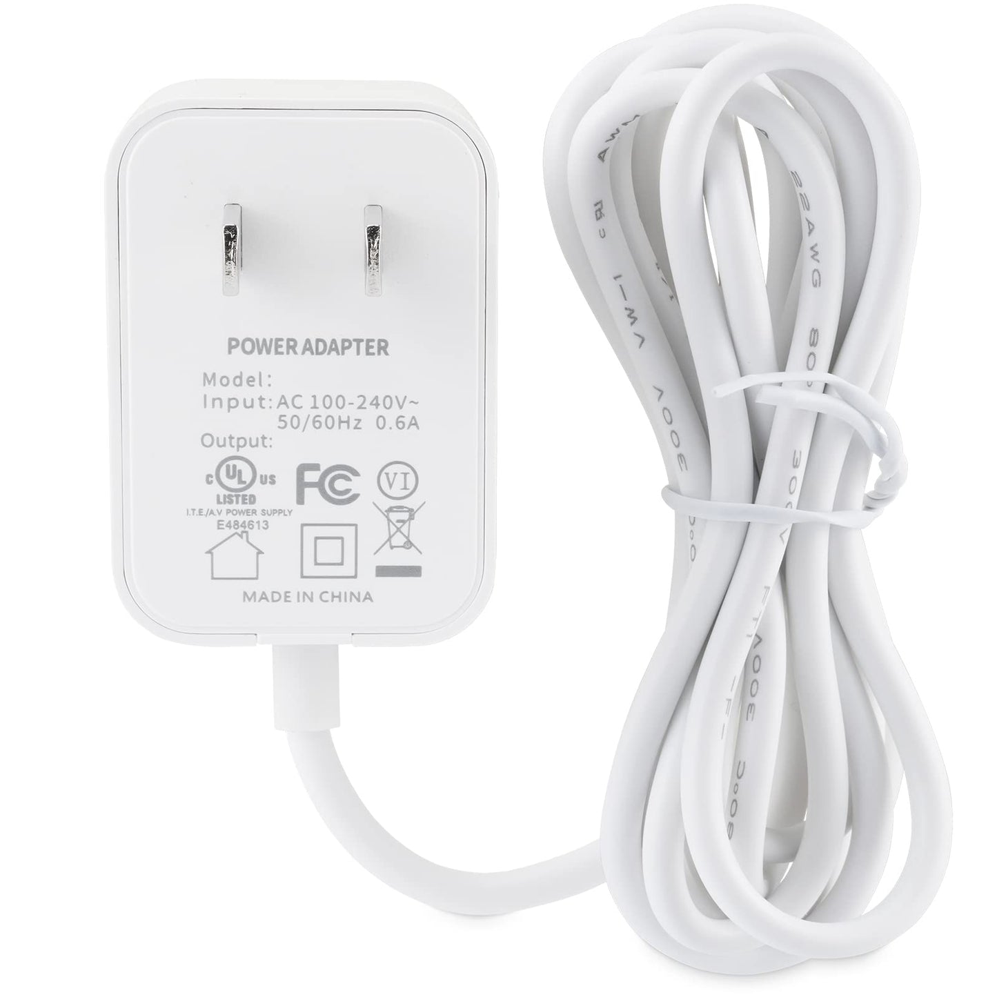 LEFXMOPHY - Cargador para monitor de bebé, visualización de mano, 5 V, cable de alimentación UL con cable blanco de 5 pies (no para cámara)
