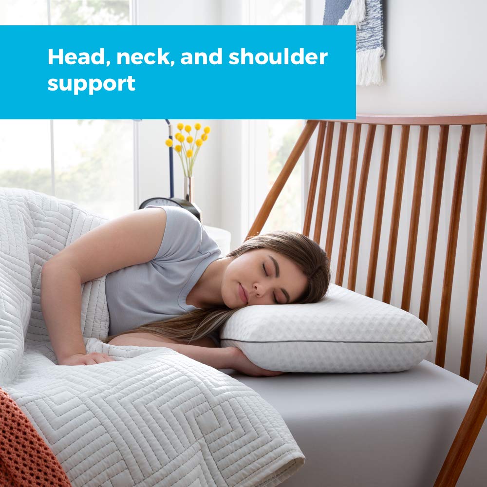 Linenspa - Almohada de Memory Foam con Carbón de Bambú - Hipoalergénica - Funda Lavable - Diseño Ventilado y Antibacterial - Ideal para Dormir de Lado, Boca Arriba o Boca Abajo - Tamaño King