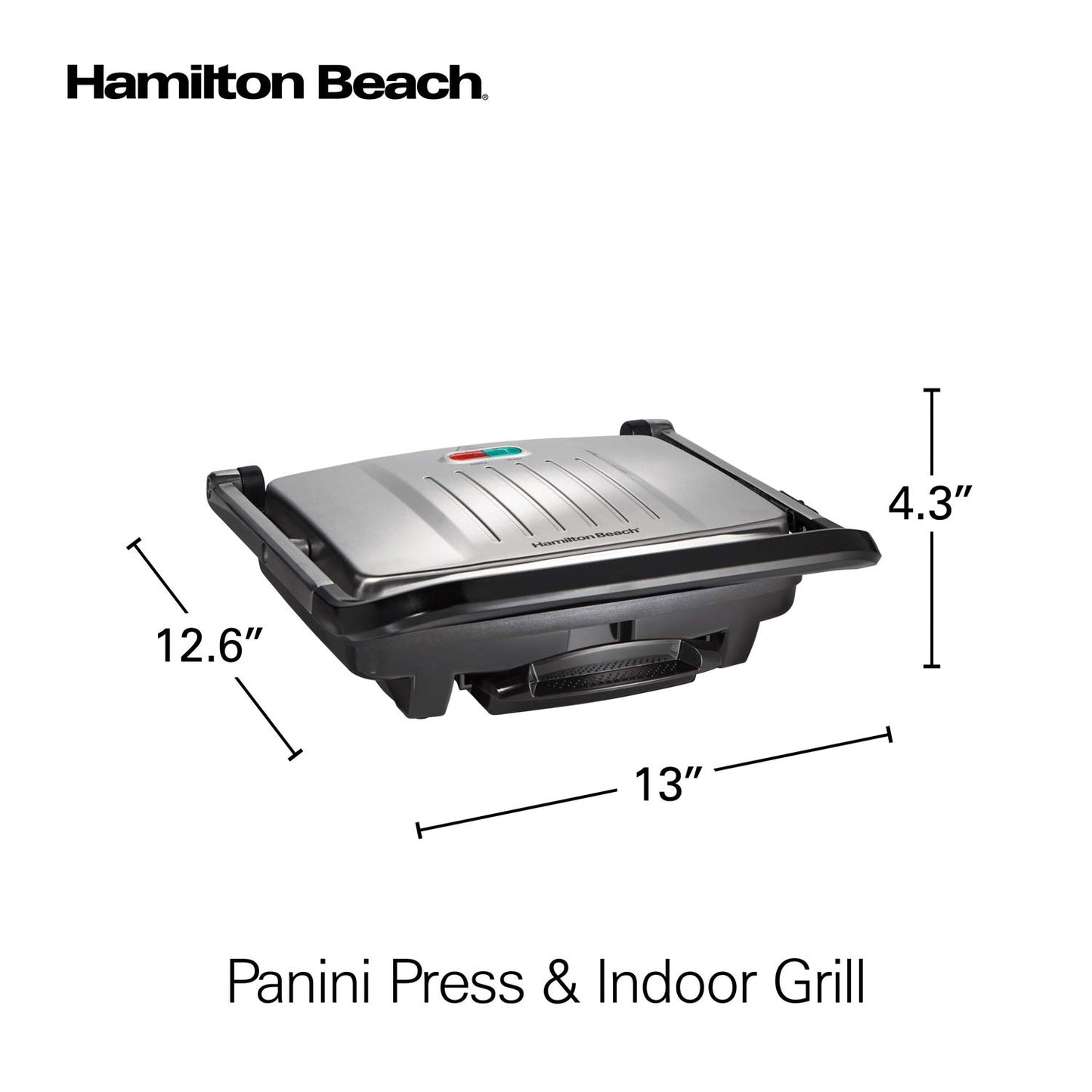 Hamilton Beach (25410) Panini Press, Sandwich Maker & Grill, Electric, 95Cooking Surface, Stainless Steel