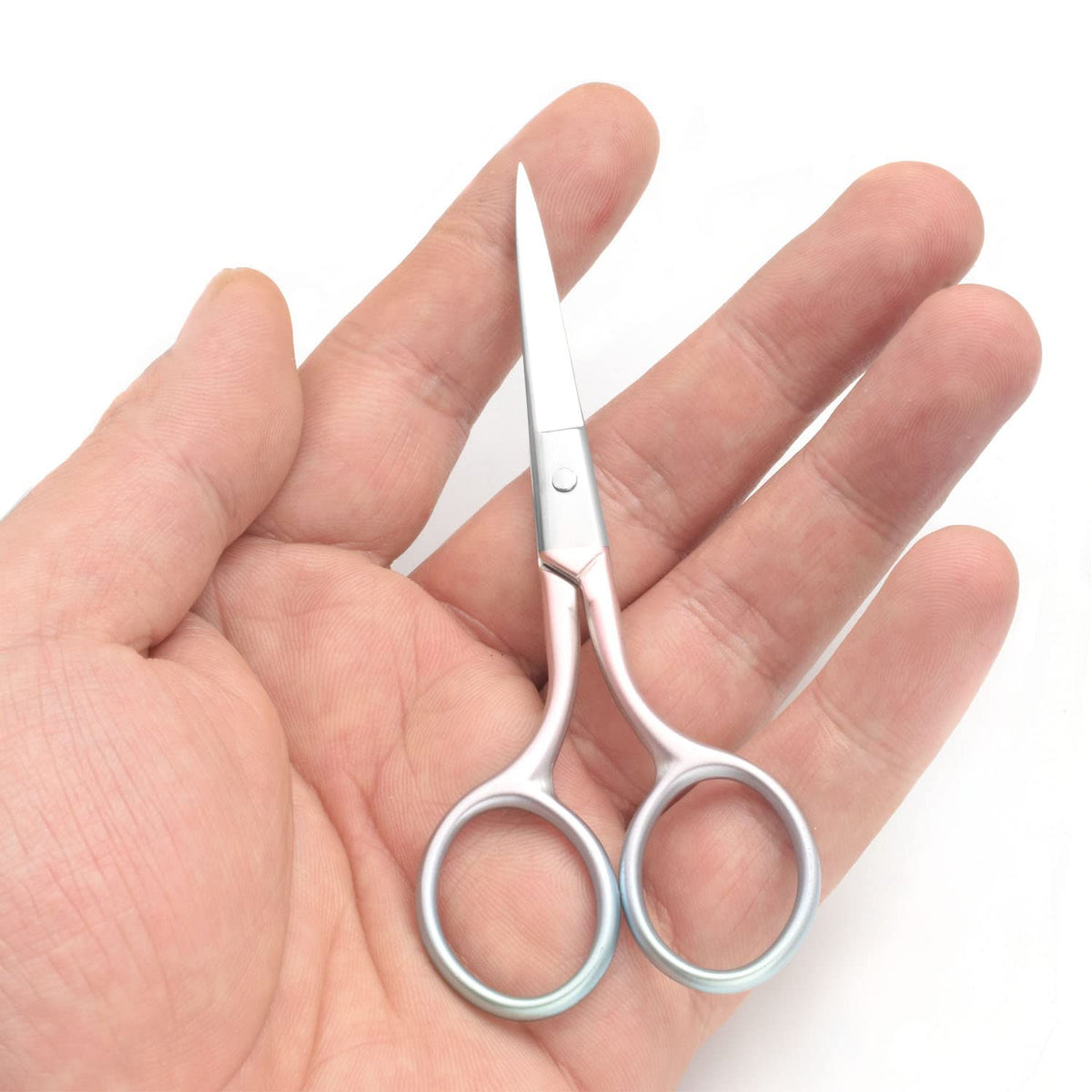 Motanar Tijeras de aseo profesionales multicolor para cuidado personal, depilación facial y recorte de cejas, acero inoxidable, punta recta fina, 3.9 pulgadas (rosa)