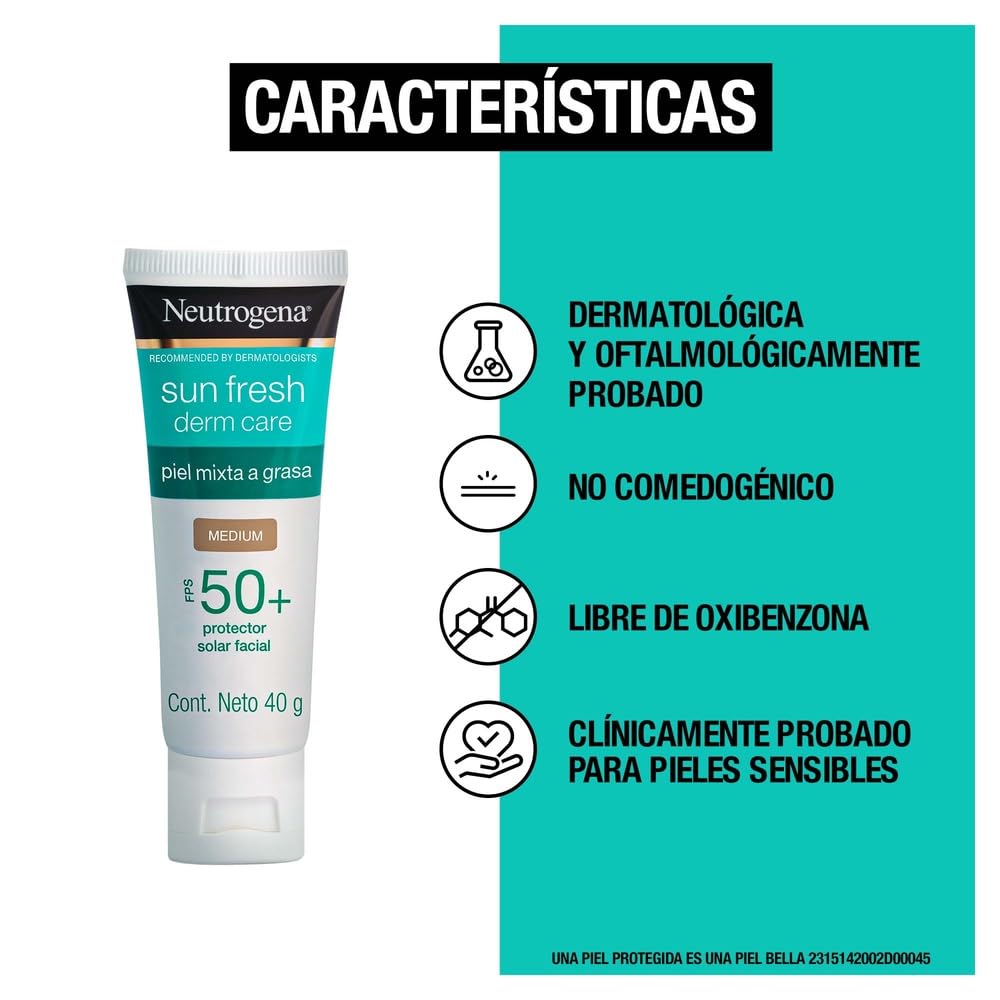 Protector Solar Facial Neutrogena Sun Fresh Medio con Niacinamida FPS50+