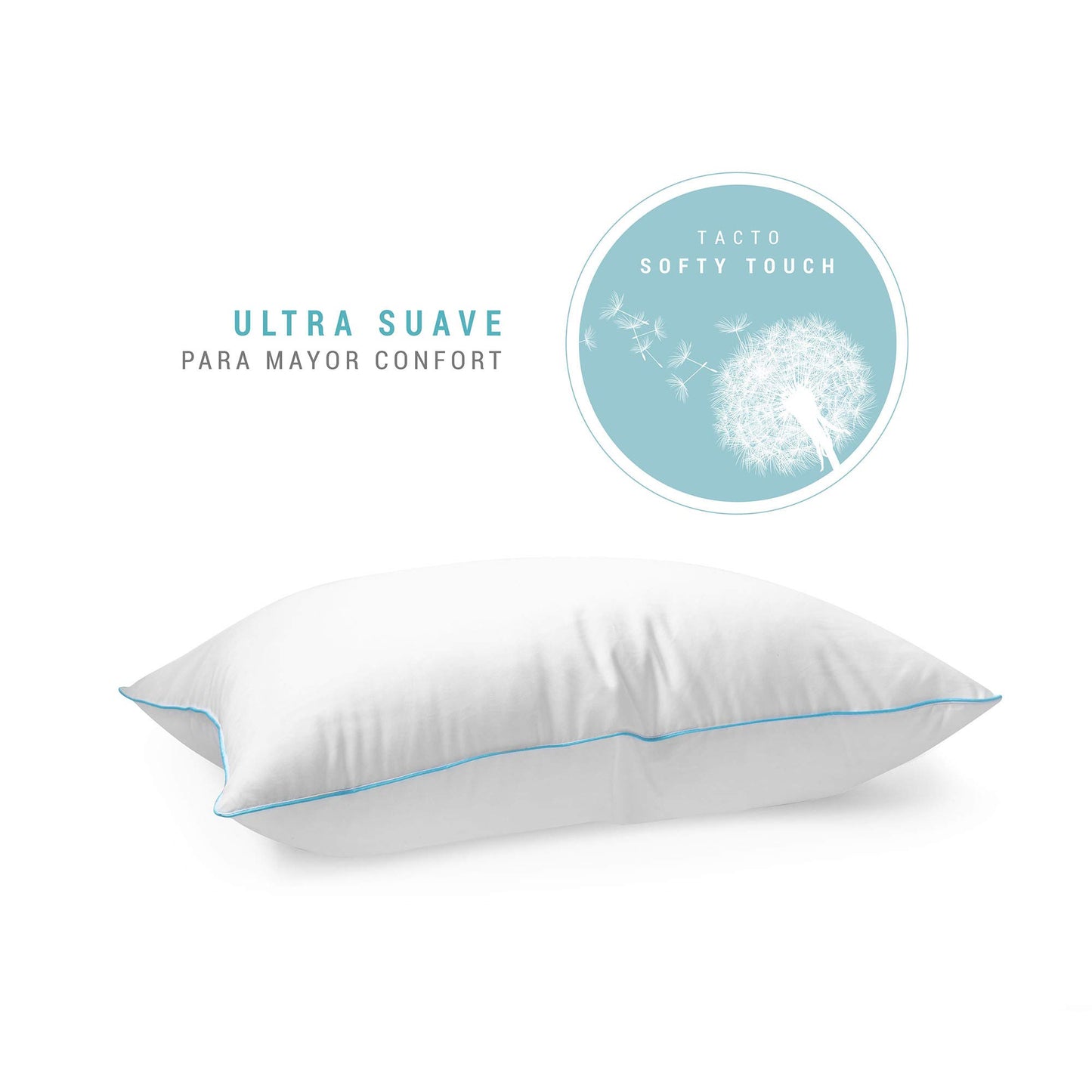 Almohada Sognare Nuo Estándar Relleno Semi Firme con Microfibras de Gel Lavable Hipoalergénica 6 Pack