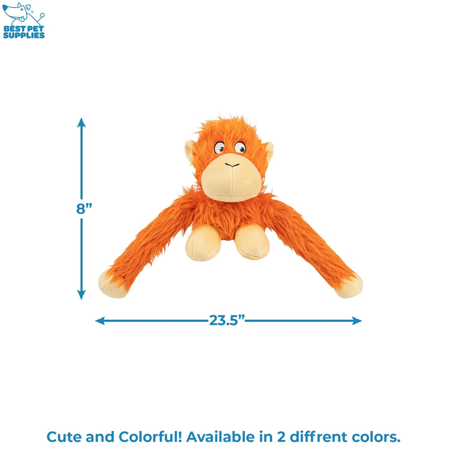 Best Pet Supplies O-Hug-Atan - Juguete Interactivo de Peluche chirriante para Cachorros o Perros de Raza pequeña y Mediana - O-Hug-Atan (Naranja)