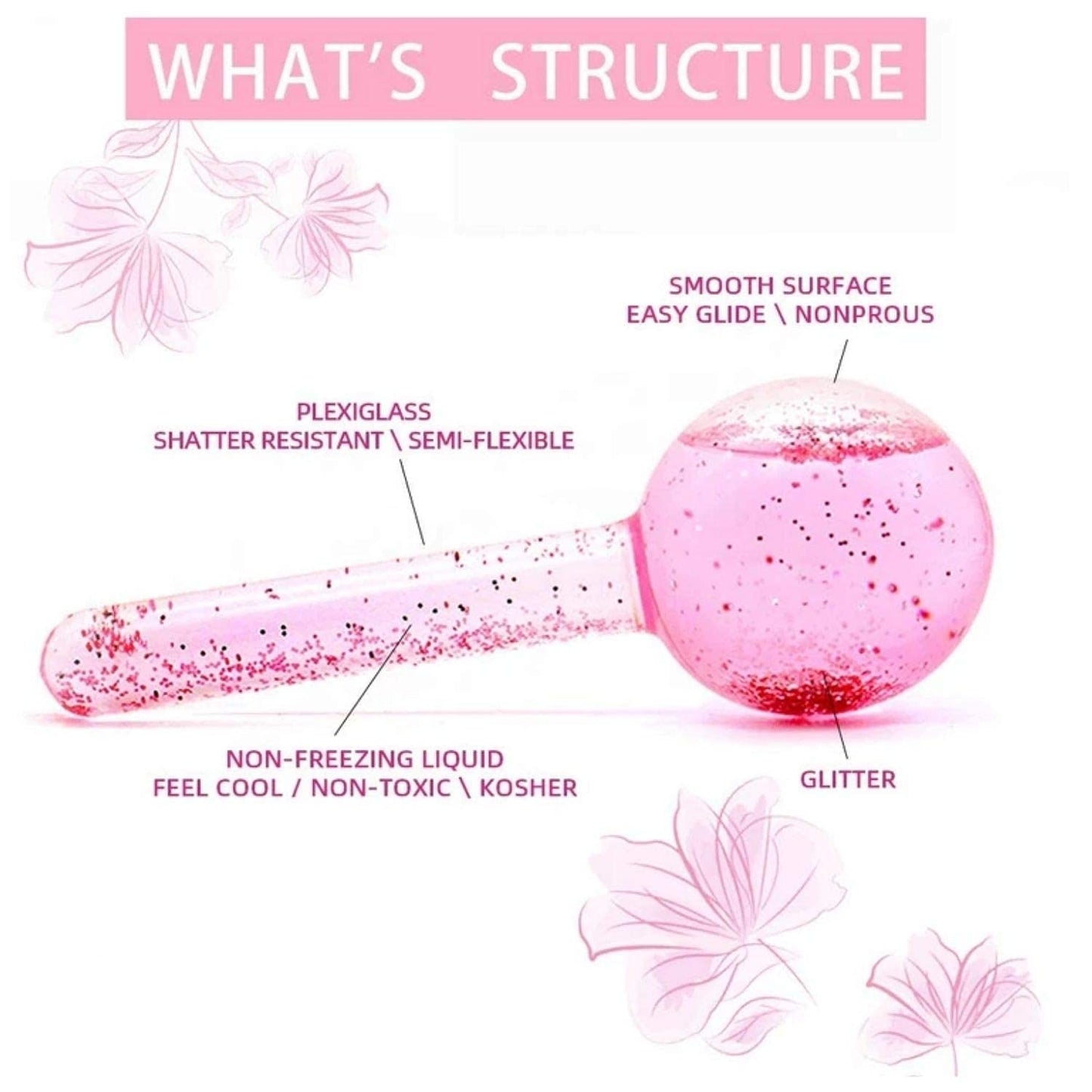 Juego de bolas de hielo para rostros fríos, bolas de hielo para rostros fríos, bolas de refrigeración para rostro, bolas mágicas para rutinas de belleza diarias en el hogar, spa, juego de 2 bolas de hielo de cara fría (rosa)
