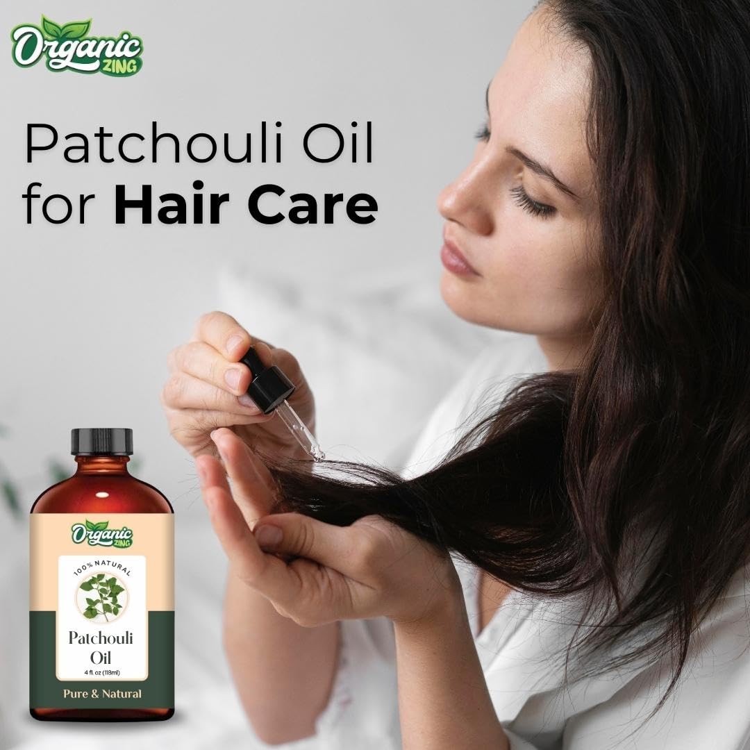 Organic Zing Patchouli Oil Pure & Natural for Skin, Face, Hair Care, Aroma therapy, Diffuser, Conditioner - 118ml