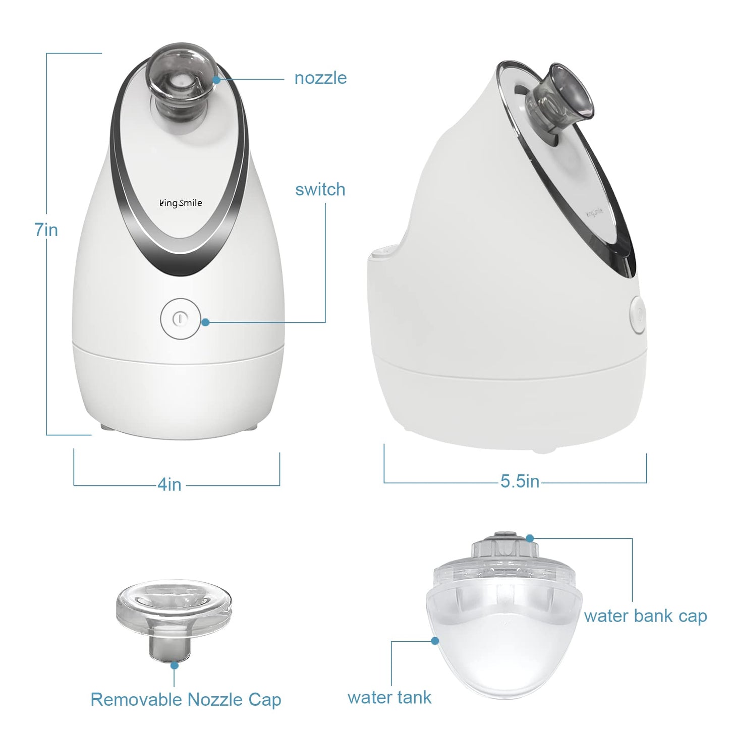 Kingsmile Face Steamer, vaporizador facial para la cara, niebla cálida para esteticista, vaporizador de vapor caliente profesional para SPA facial en el hogar con nano ozono, humidificador facial para mujeres y hombres, sinusitis destapa los poros