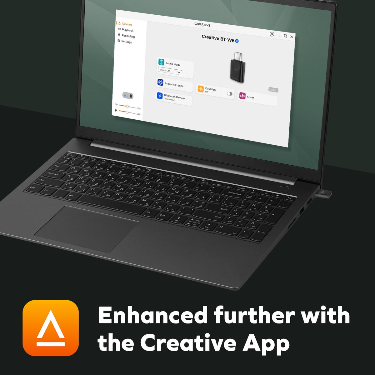 Transmisor de Audio Creative BT-W6 Inalámbrico Bluetooth 5.4 y LE con Sonido Snapdragon para PC Mac y Gaming