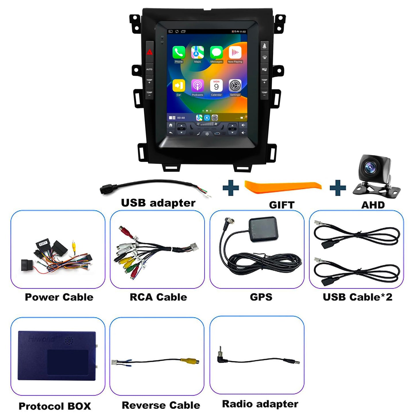Estéreo de coche 4G+64G para Ford Edge Radio Upgrade 2011 2012 2013 2014, reemplazo de radio de visualización táctil estilo Tesla de 9.7 pulgadas, inalámbrico incorporado Carplay Android Auto, cámara