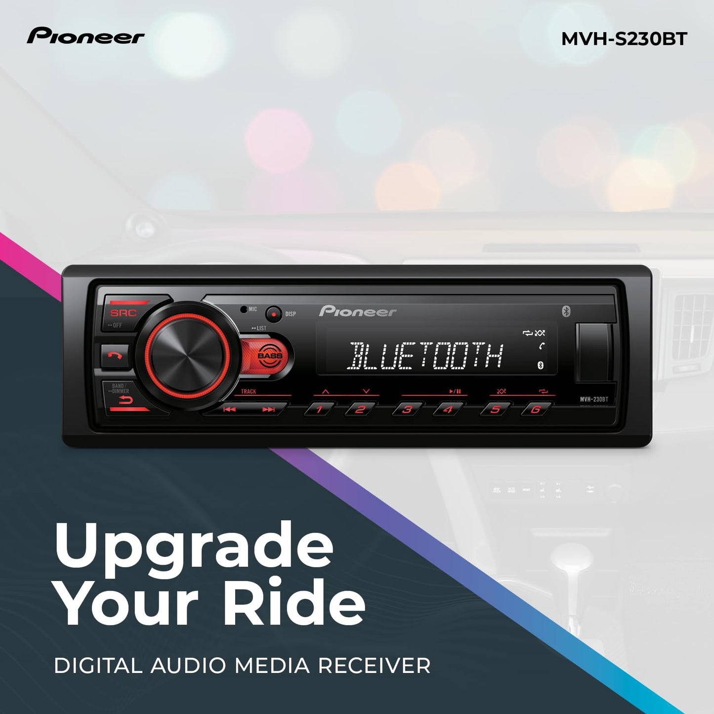 Pioneer MVH-S230BT Bluetooth estéreo de Coche con entradas USB, conectividad de Smartphone, Llamadas Manos Libres