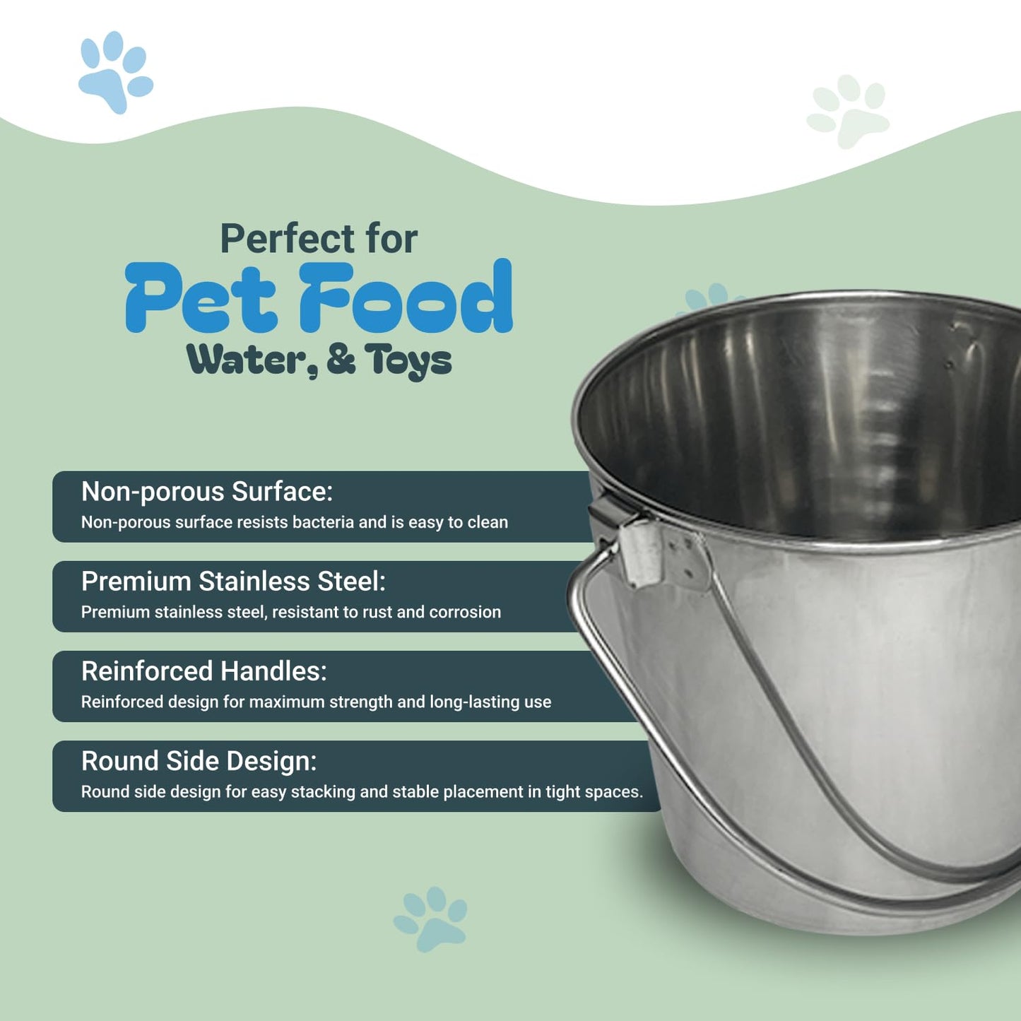 Advance Pet Products Cubo Redondo de Acero Inoxidable Pesado, 1 Cuarto de galón