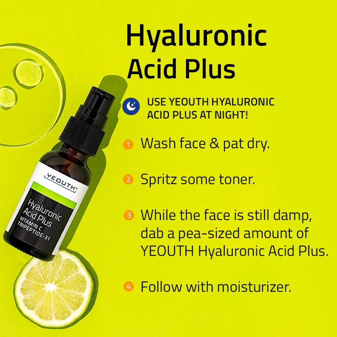 YEOUTH Serum Acido Hialuronico con Serum Vitamina C y Tripeptides, Ácido Hialurónico Cara para Hombres y Mujeres, Serum Facial para Arrugas, Puede Usar se con Retinol 30ml