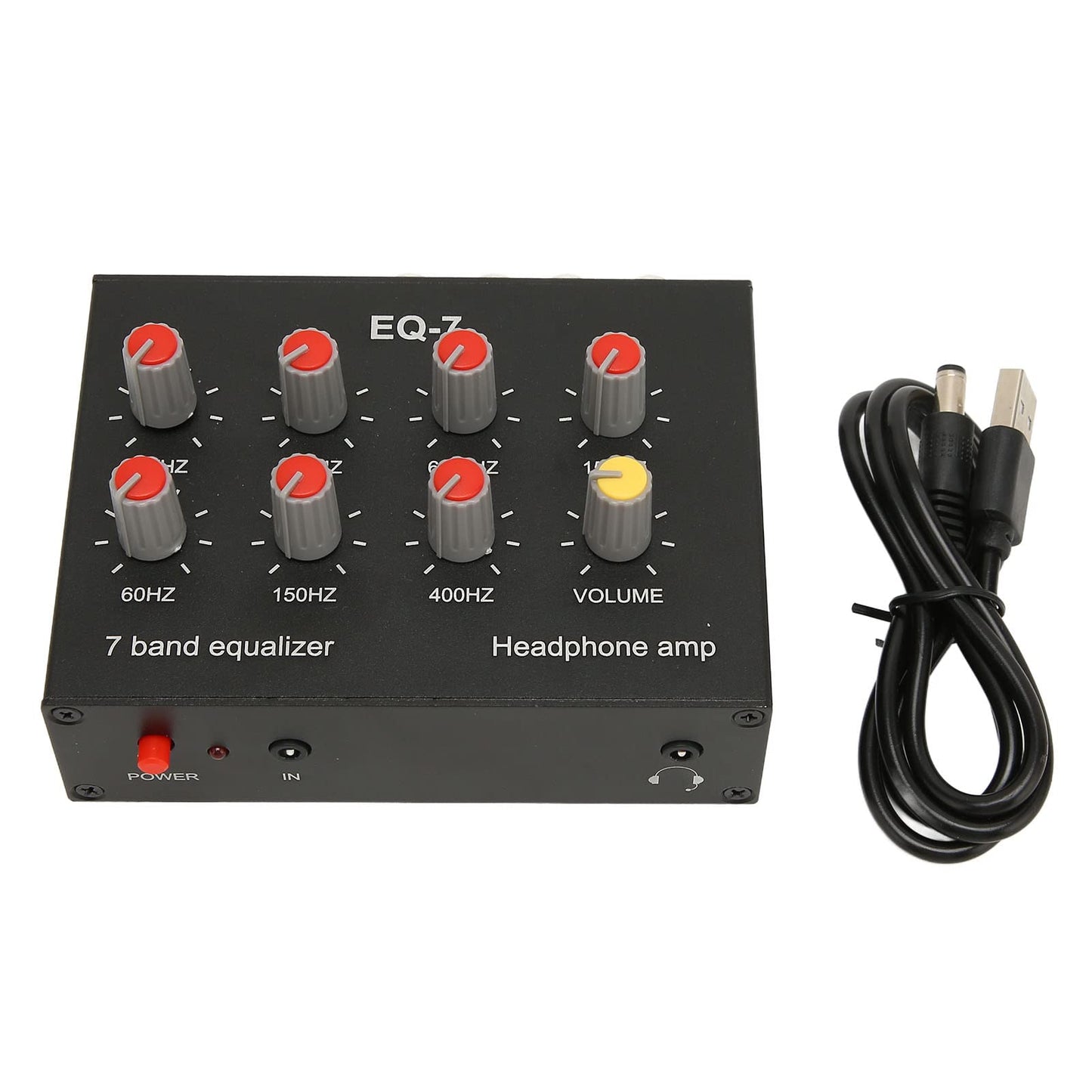 Gugxiom Ecualizador de Sonido de 7 Bandas, Ecualizador Digital de Doble Canal, Ajuste de Graves Altos de 12 DB, Entrada de Salida , Interfaz de Entrada de 3,5 Mm Compatible con
