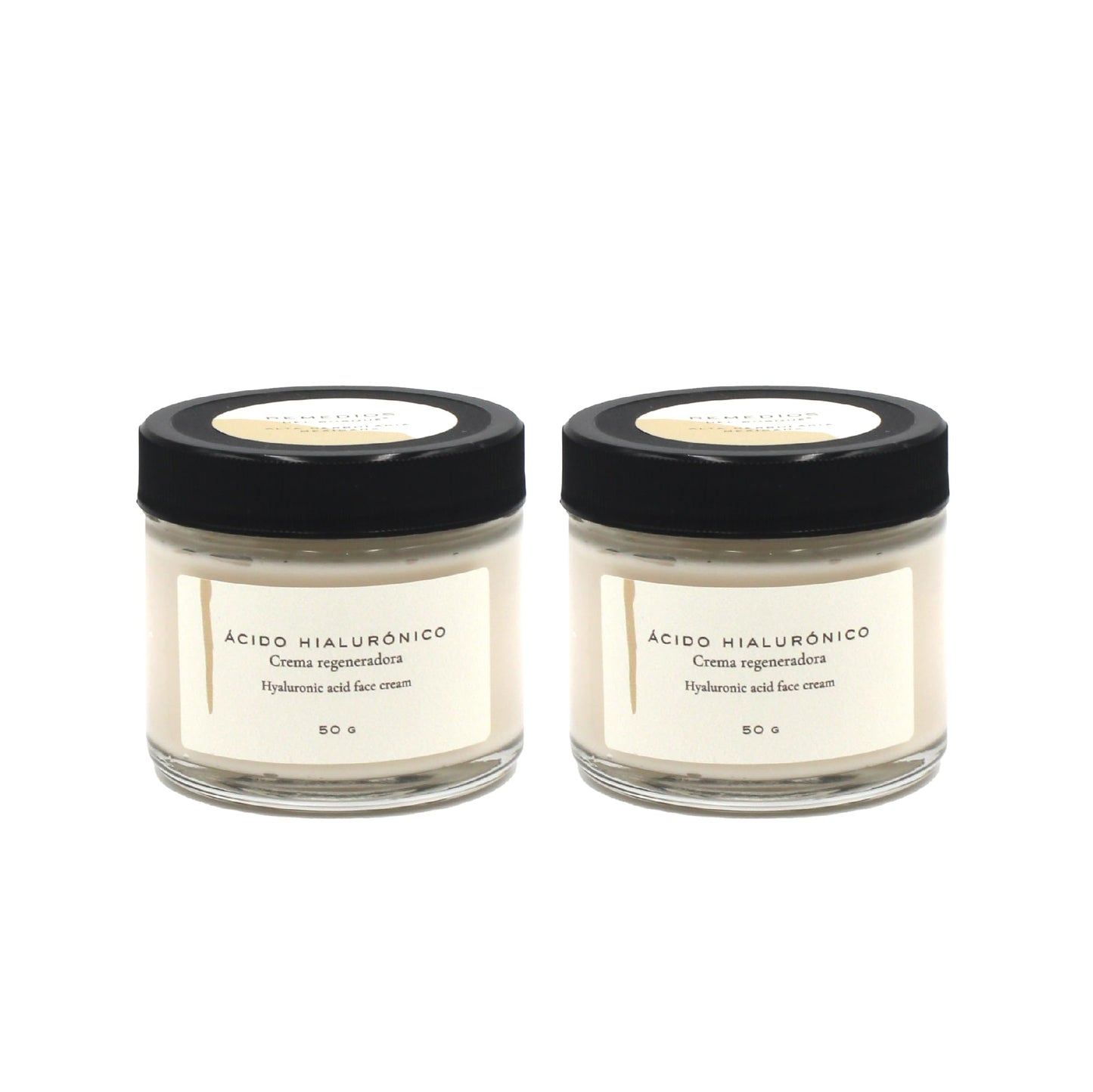 Remedios del Bosque 2 Pack Crema Regeneradora con Ácido hialurónico BIO 50 Gramos, Hidrata y Humecta Intensa y Profundamente.