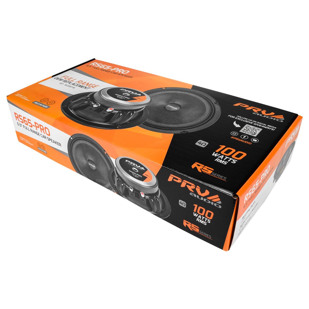 PRV AUDIO - Altavoces de rango completo para coche de 6.5 pulgadas, 200 vatios por par, 4 ohmios RS65-PRO, altavoz de repuesto OEM de alta calidad, ideal para sistema de sonido estéreo de coche con