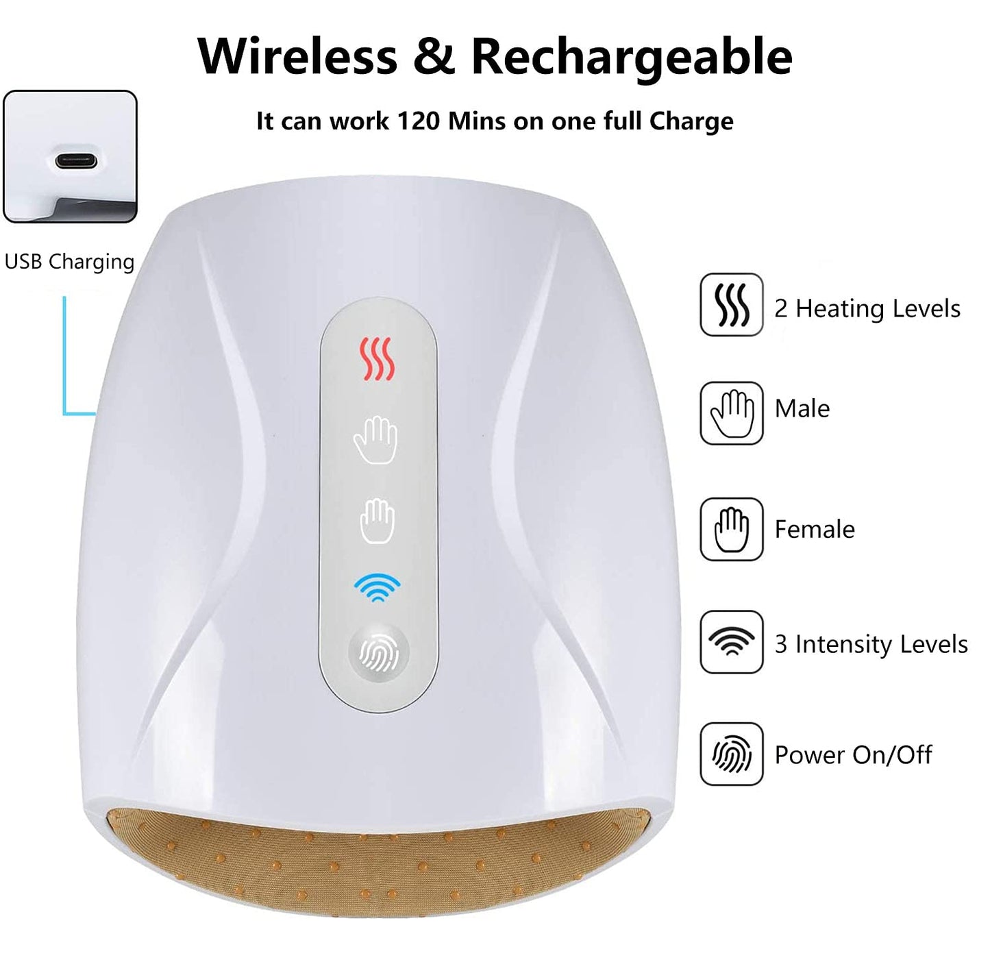 Masajeador De Mano Eléctrico Masajeador De Manos Artritis Hand Massager con Calor Compresión para El Masaje De Puntos De Acupuntura, El Alivio del Dolor, Adormecimiento del Túnel Carpiano y de Los Dedos