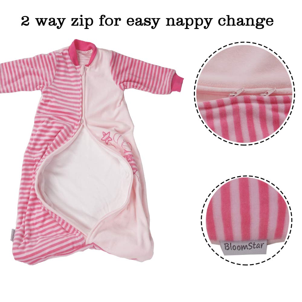 Saco de dormir de manga larga para niños pequeños (2-5 t), terciopelo de algodón cálido, Tog 2.0, saco de dormir para bebé con brazos, manta para dormir, grande y larga, 4 estaciones, suave
