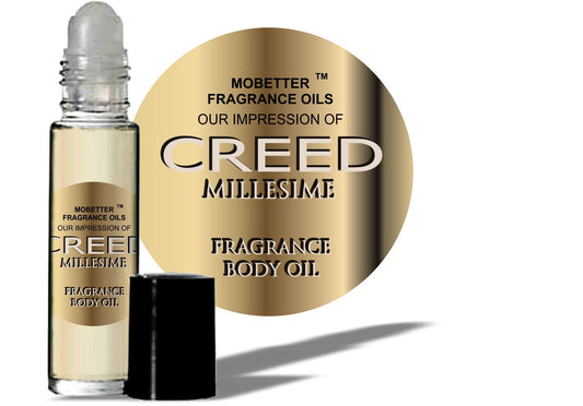 MoBetter aceites aromáticos Nuestra impresión de Creed Millesime aceite corporal 1/3 oz rollo en botella de vidrio