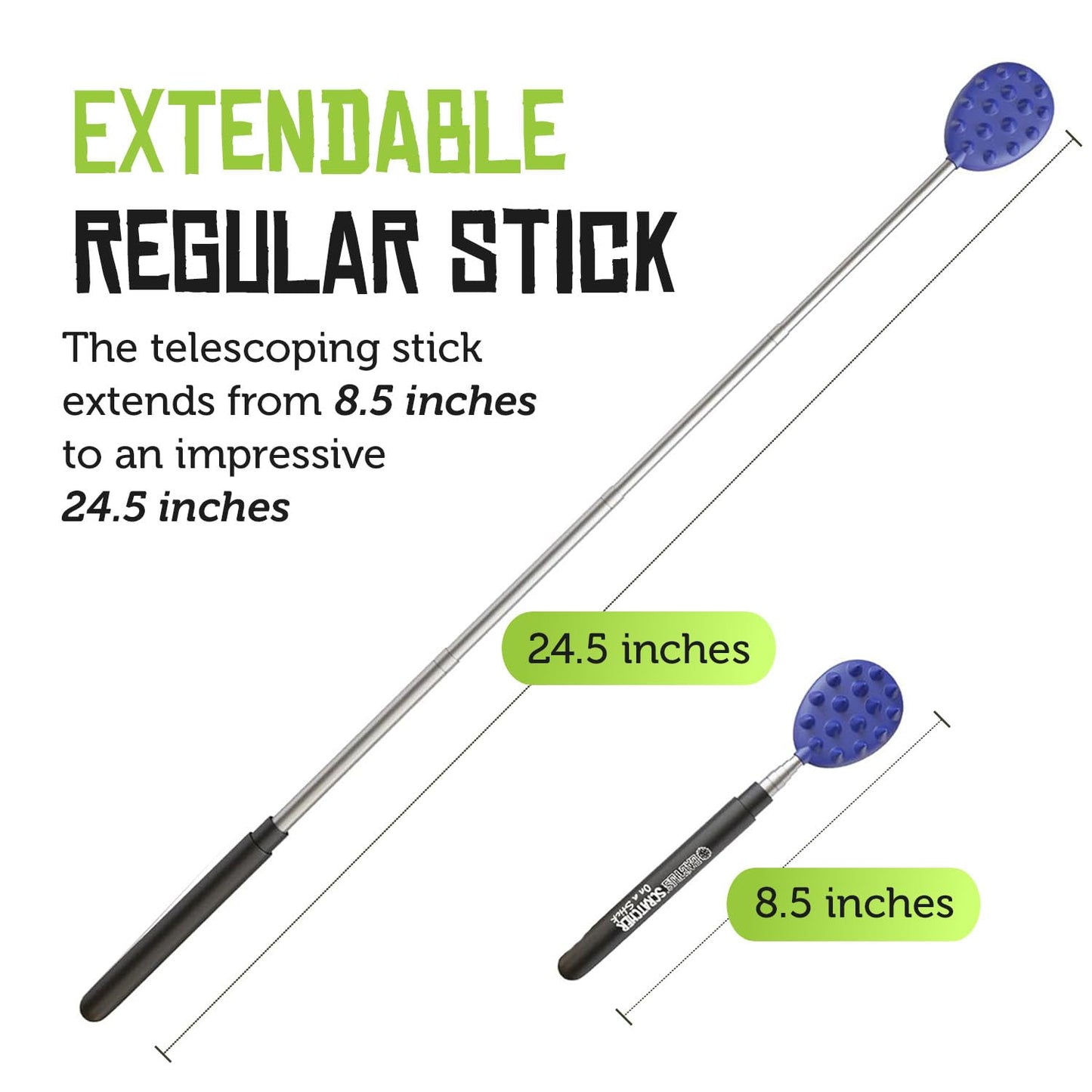 Cactus Back Scratcher On a Stick (BLUE) | 26" Sturdy Metal Retractable Back Scratcher | 2 Sides: Aggressive and Soft Spikes | Scratching Stick: Perfect for Men or Women, Great Office Gift