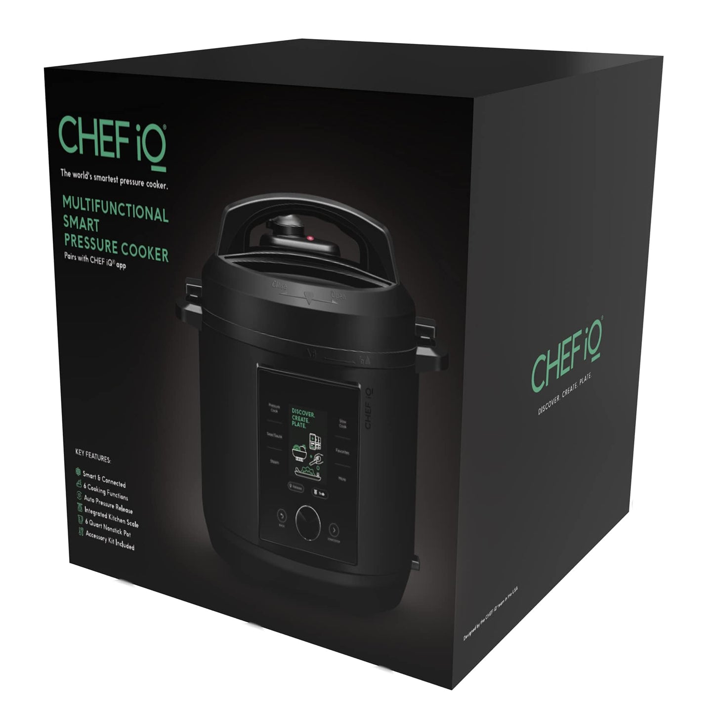 CHEF iQ La olla a presión más inteligente del mundo de CHEF iQ, se combina con la aplicación a través de WiFi para comidas en una báscula integrada instantánea y liberación automática de vapor, multifuncional