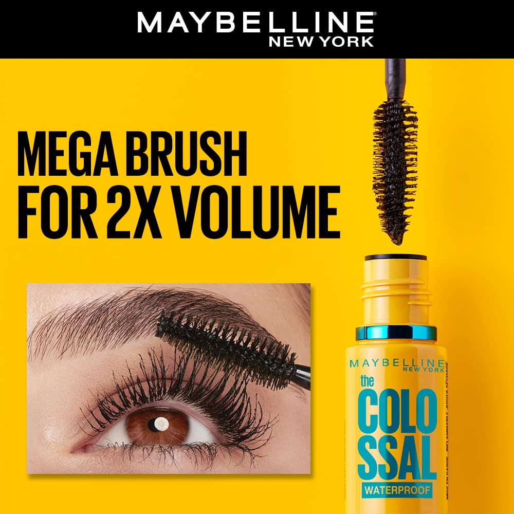 Maybelline Mascara para Pestanas a Prueba de Agua,The Colossal Big Shot, Very Black, 9.5 ml