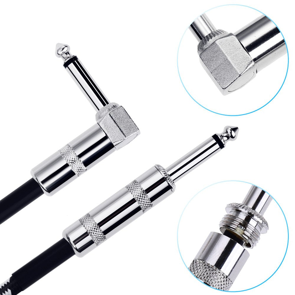Anpro Cable Guitarra Electrica, Cable para Instrumentos 6.3mm 3M, Lead Balanceado Audio Estéreo 1/4 Pulgadas Macho 6.3 Jack, Cable para Bajo Electrico, Teclado, Mezclador de Forma L