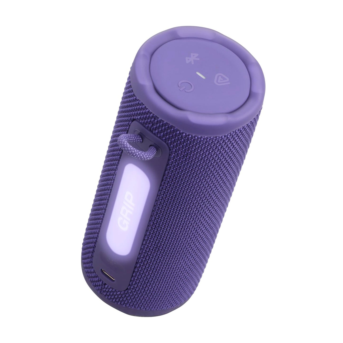 JBL Grip - Altavoz Bluetooth Compacto con Sonido Bold JBL Pro y luz Ambiental, hasta 14 Horas de Tiempo de reproducción, Agua, Polvo y caídas (IP68) y conexión multiparlante con Auracast (púrpura)