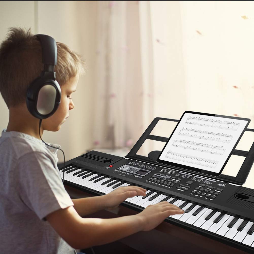 Teclado Digital Portátil de 61 Teclas con Micrófono para Principiantes Niños