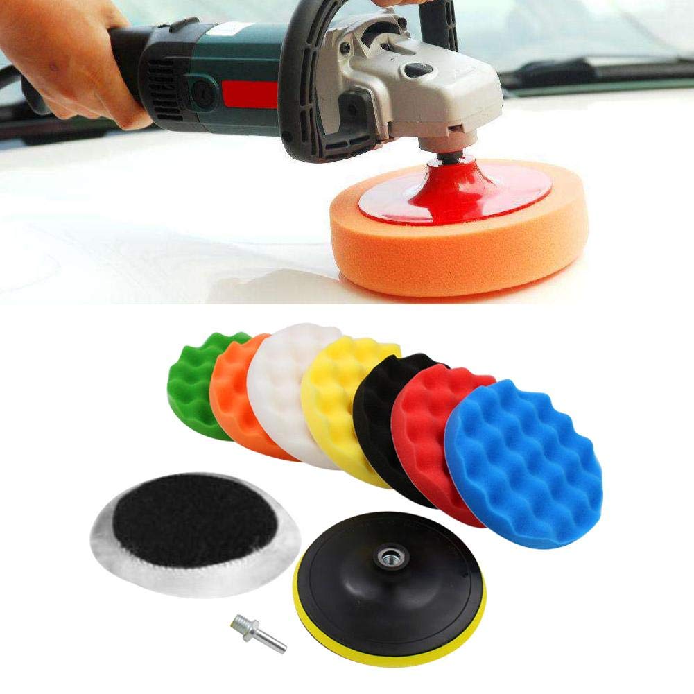 Almohadillas de Pulido para Pulidor de Automóviles con Adaptador de Taladro, Juego de 10, 5 Pulgadas