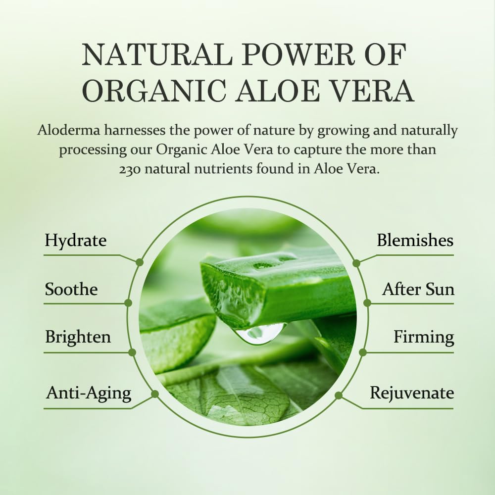 Jugo Orgánico de Aloe Vera Aloderma para Hidratación de la Piel (240ml, 8.1 oz)