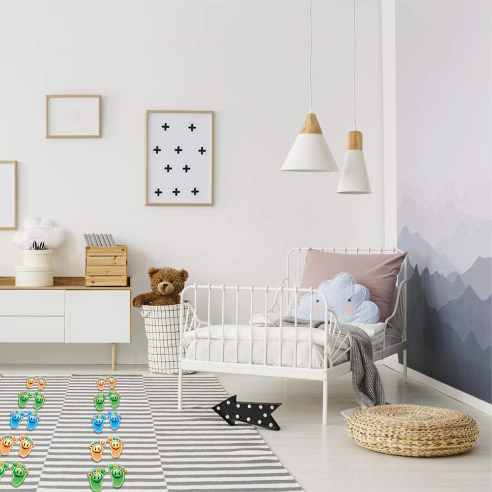 30 pares de pegatinas de huellas para niños, para piso, guía de dibujos animados con 3 estilos, pegatinas autoadhesivas para piso para habitación de niños, guardería, escaleras de piso,