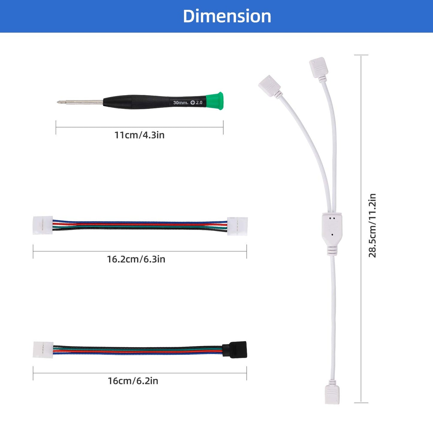MAOXWY - Kit de conector de luz LED para tira de luces LED 5050, 4 pines, 10 mm, tiras de luz LED RGB con conectores clips y herramientas