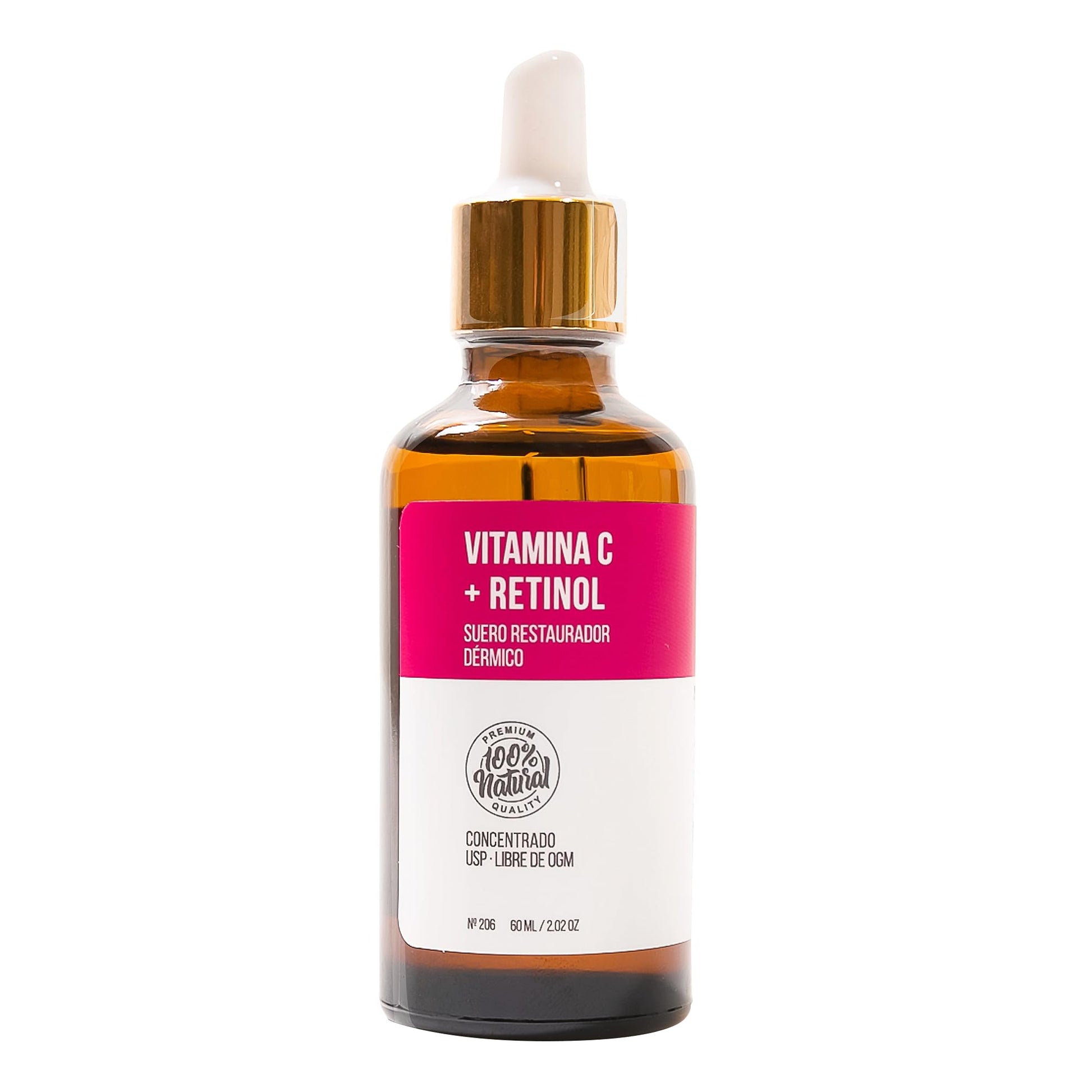 NATSHOP | Suero de Vitamina C + Retinol 100% Natural - Fórmula con Aceites Orgánicos y Textura Suave | Skin Care Sin Parabenos, Fragancias Sintéticas ni Químicos Agresivos - Skincare Nocturno 60ml