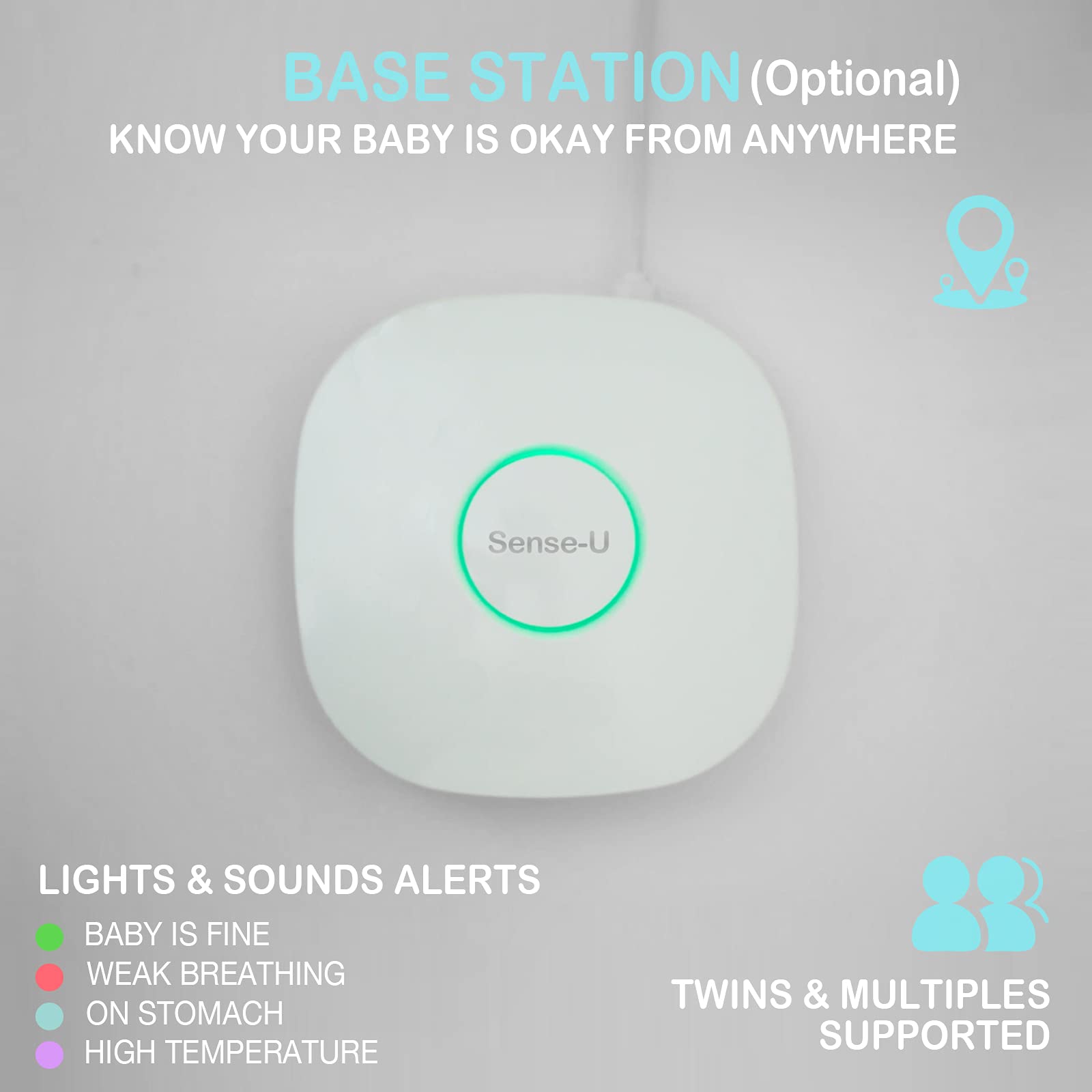 Monitor de Movimiento Sense-U rosa con Sensores de Respiración para Bebé