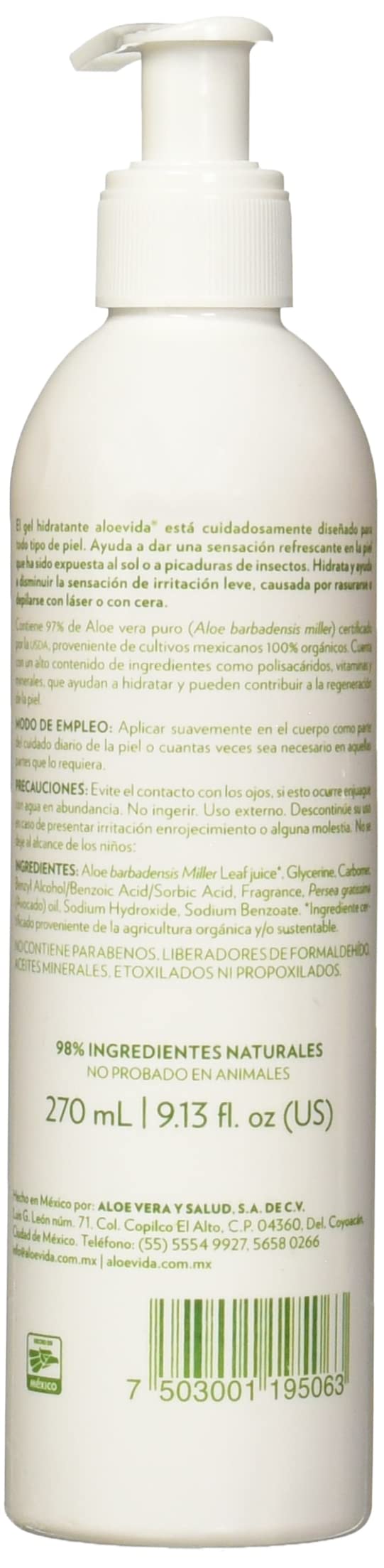 Gel Orgánico Aloe Vera Verde Regeneración e Hidratación para Piel Sensible
