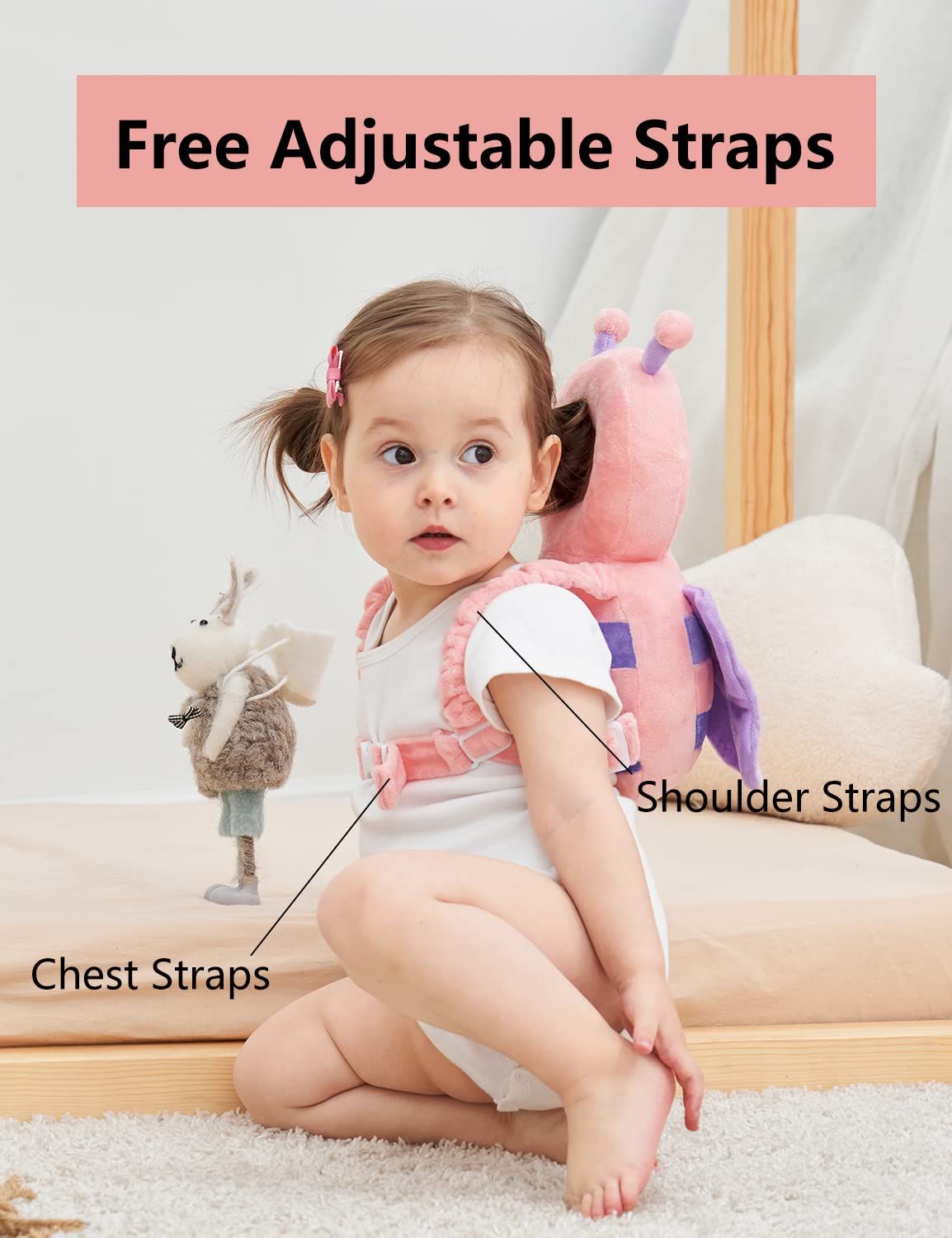 Mochila Diablo Azul Oscuro con Cojín de Protección para la Cabeza del Bebé