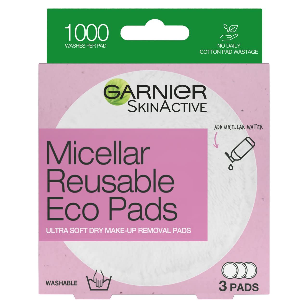 GARNIER Skin Active Ecopads Discos Desmaquillantes Reutilizables de Microfibra 3 Pads