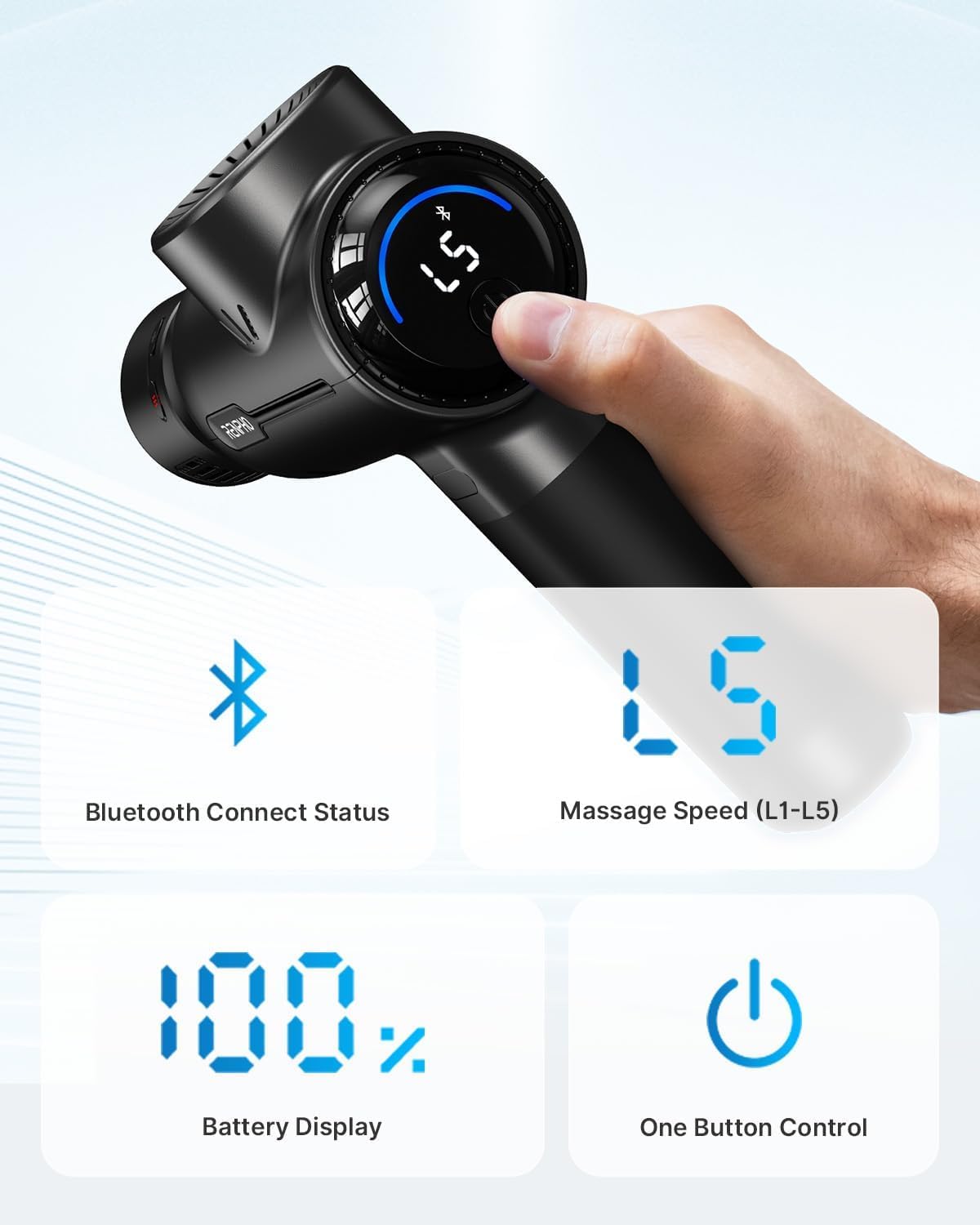 RENPHO Pistola de masaje con calor y frío, pistola de masaje de tejido profundo muscular de percusión con Bluetooth, pistola masajeadora de mano, regalos para hombres mujeres, Active+ Thermacool