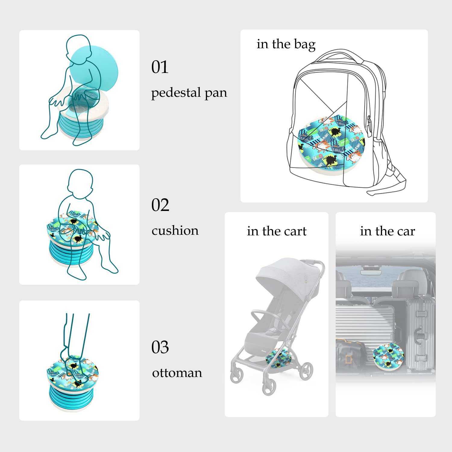 Asiento Plegable de Viaje para Niños Verde para Camping y Viajes