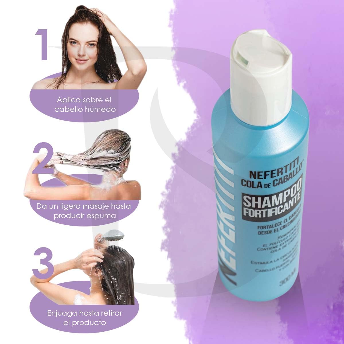 Shampoo Nefertiti Cola de Caballo con Keratina para Fortalecer y Estimular el Crecimiento del Cabello 300 ml