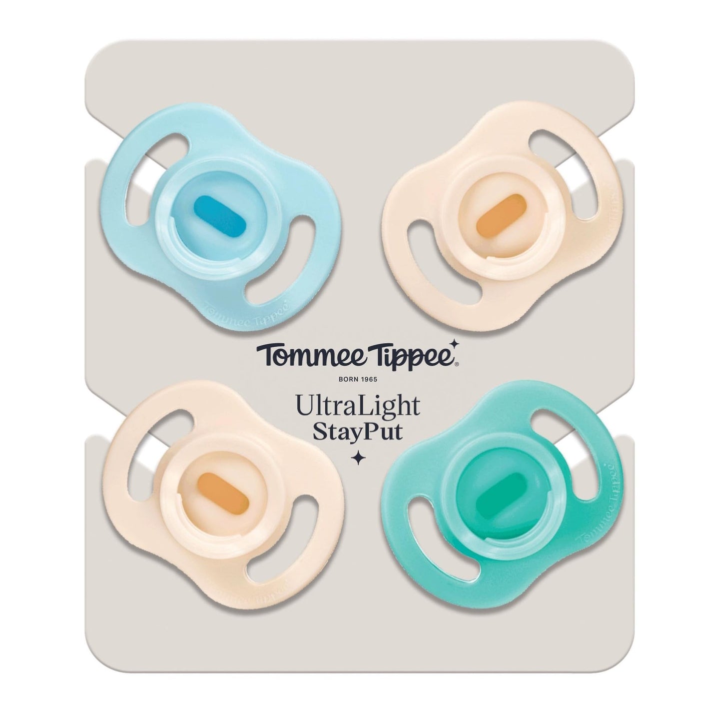 Chupete Tommee Tippee Ultra-light StayPut de Silicona Transparente Diseño de Una Pieza para Bebé 0-6 Meses Paquete de 4