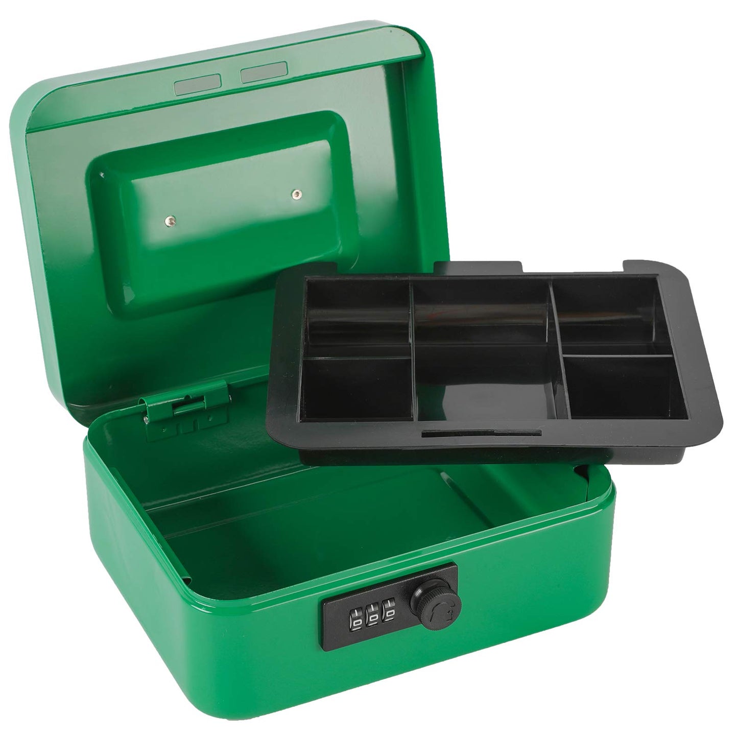 Caja fuerte Xydled de acero con cerradura de combinación, caja fuerte con bandeja extraíble para monedas y cerradura de llave, 20 x 16 x 9 cm.
