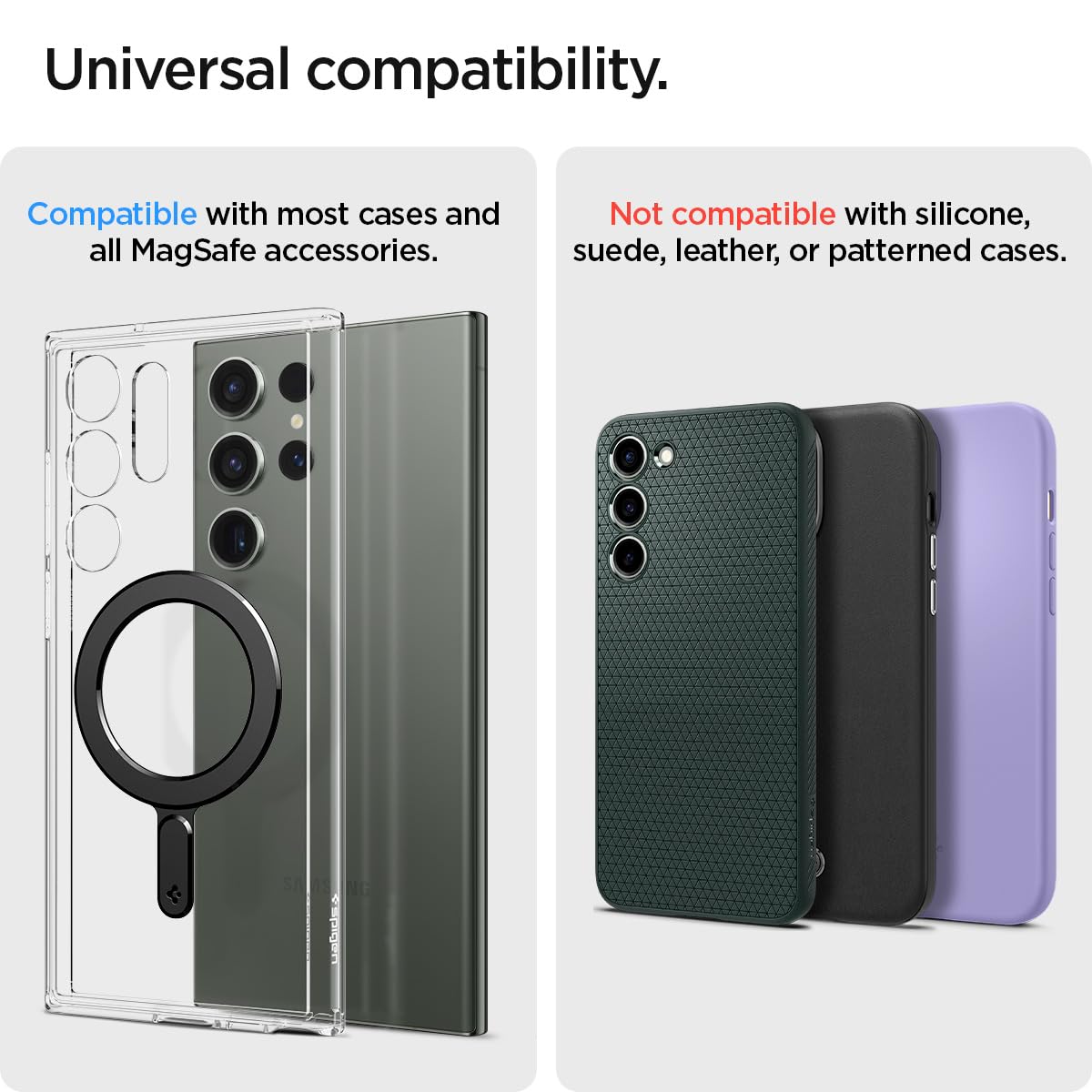 Adaptador Magnético Spigen Negro compatible con MagSafe para Accesorios de Cargador Inalámbrico iPhone 16/15/14/13/12/11, Pixel 9, Samsung Galaxy Z Fold/Z Flip/S y Más