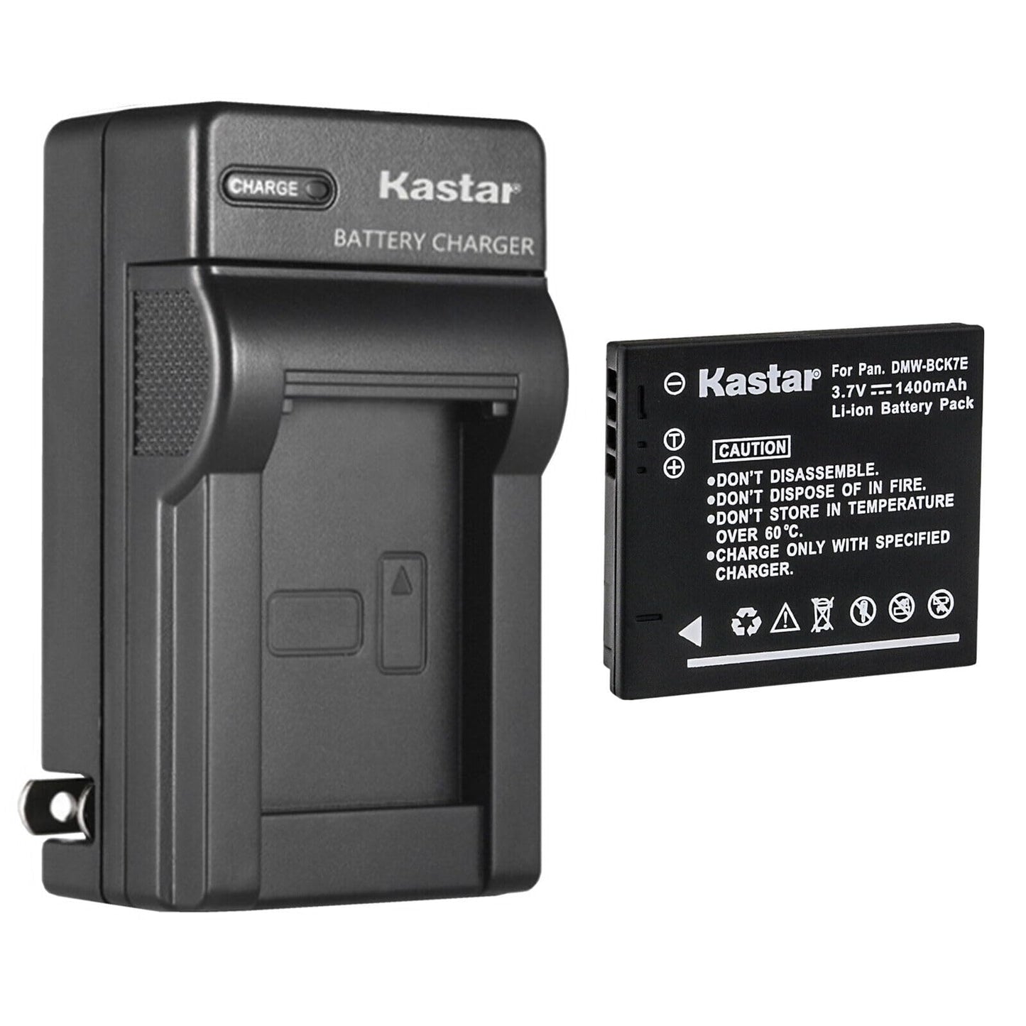 Kastar - Paquete de 1 batería y cargador de pared de CA de repuesto para Panasonic DMW-BCK7 DMW-BCK7E DMW-BCK7GK DMW-BCK7PP ACD-341, NCA-YN101F NCA-YN101G NCA-YN101H NCA-YN101J Batería, DE-A92 DE-A91B