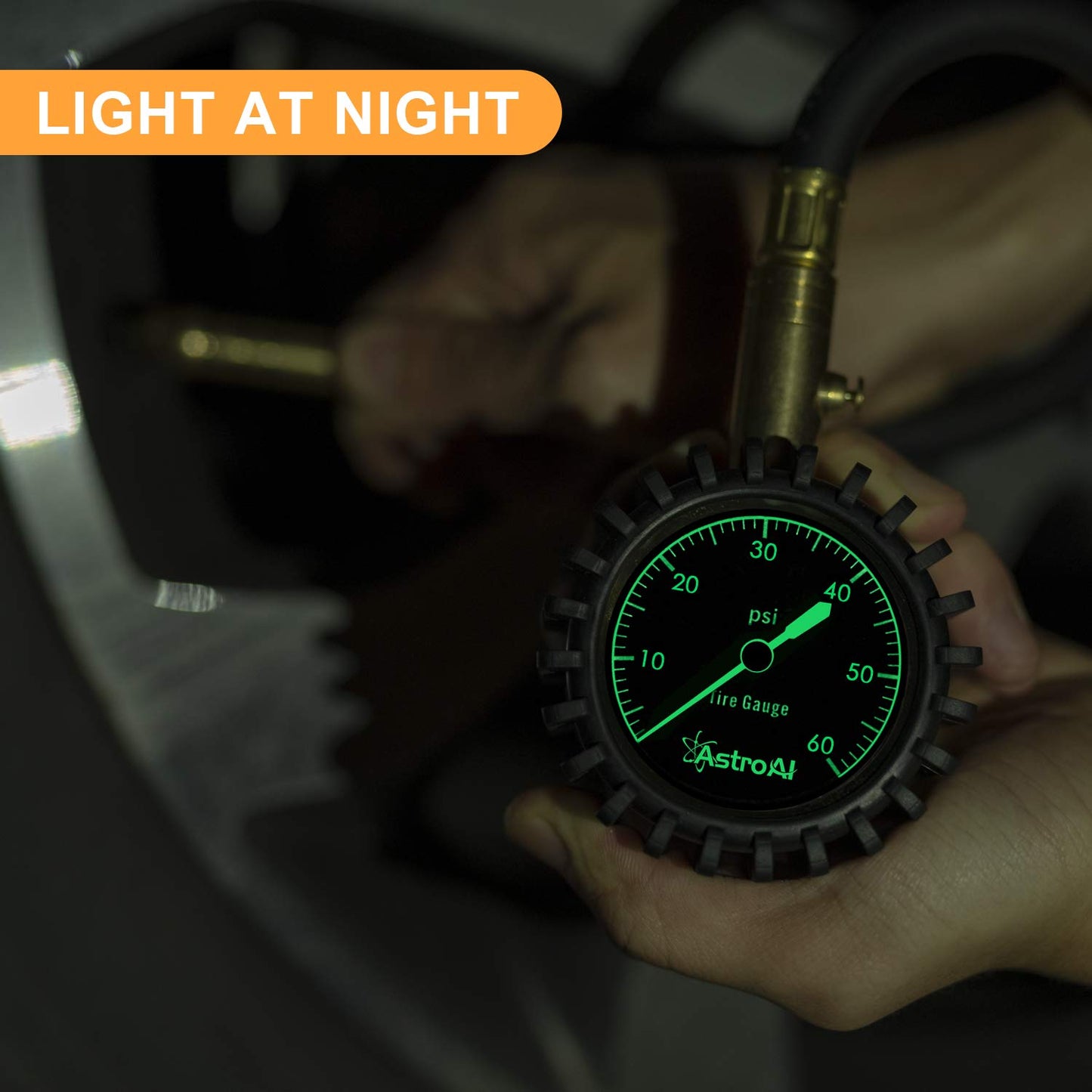 AstroAI Medidor de Presión de Neumáticos 60 PSI para Auto, Calibrador de Llantas, Manómetro